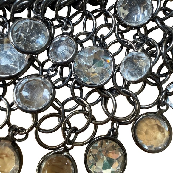 Chicos Bib Necklace Gunmetal Clear Crystal Statement Meghan 194259311340 - Picture 8 of 8